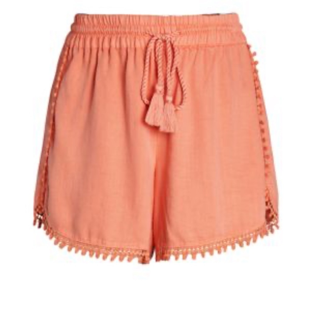 Saks Fifth Avenue Pom-Pom Chambray Coral  Shorts sz L